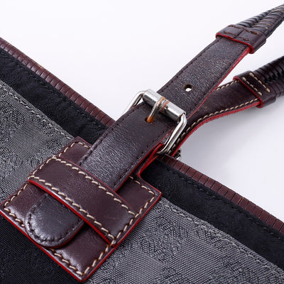 LOEWE アナグラムパターン トート 黒/グレー Canvas Leather