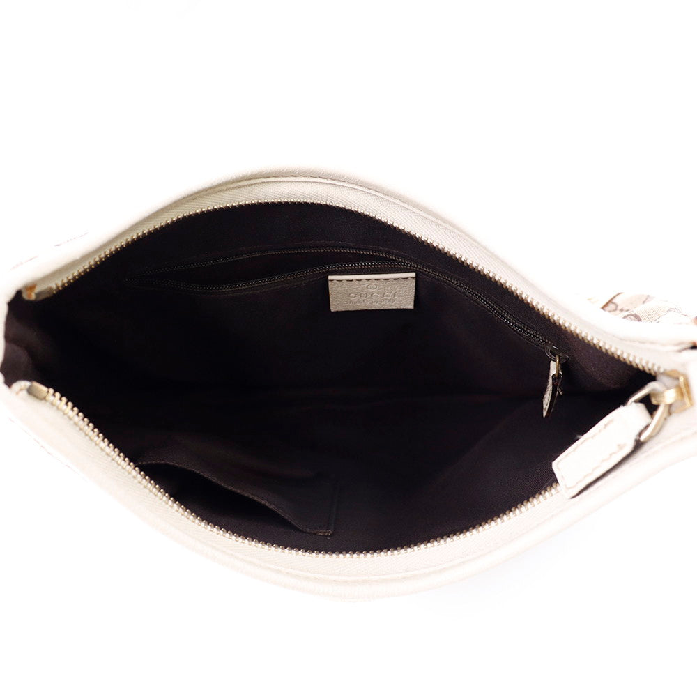 【美品】グッチ アビー ワンショルダー レザー アイボリー GUCCI グッチ GG柄 キャンバス×レザー アビーワンショルダーバッグ 白