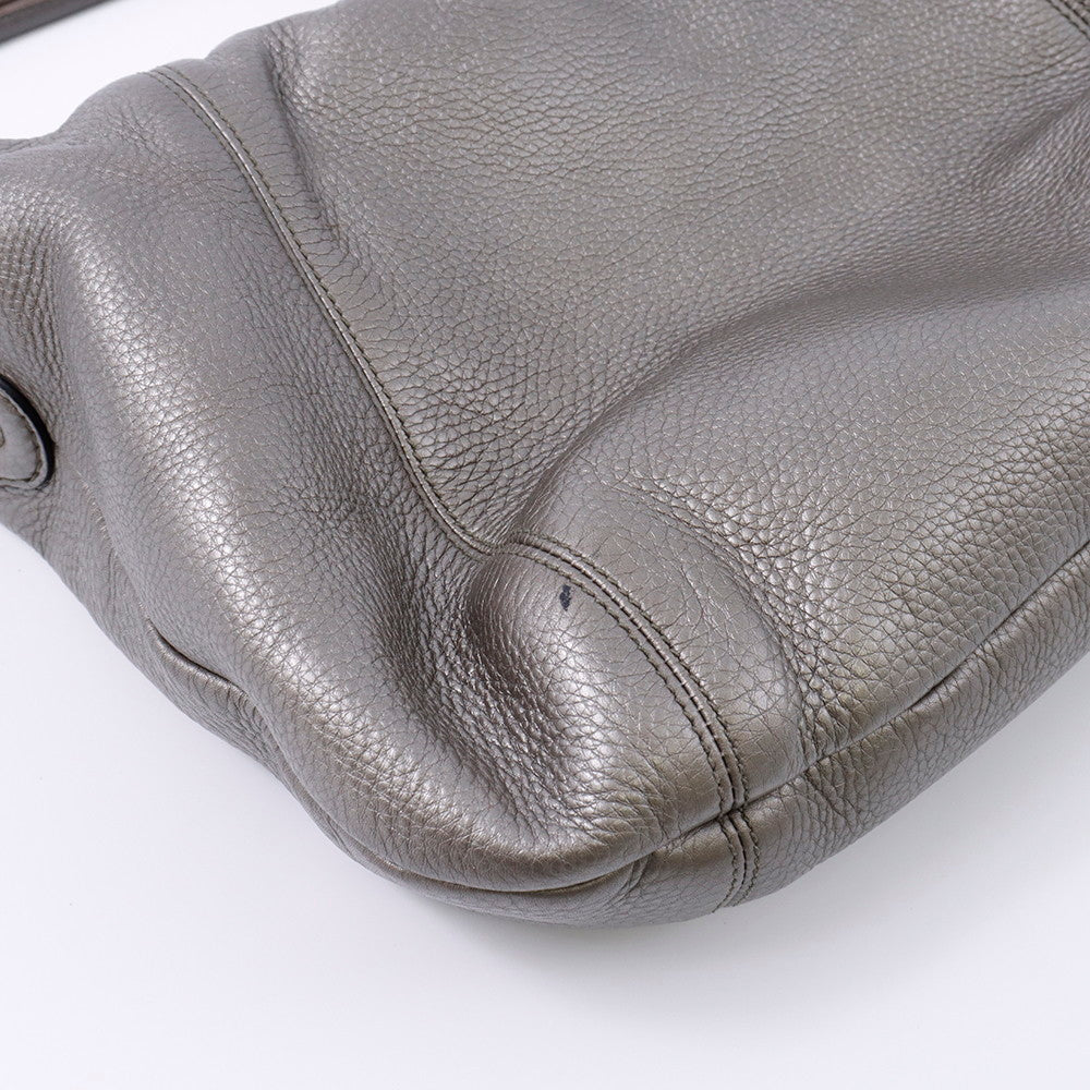 GUCCI フリンジ ショルダーバッグ グレー 240261 Leather