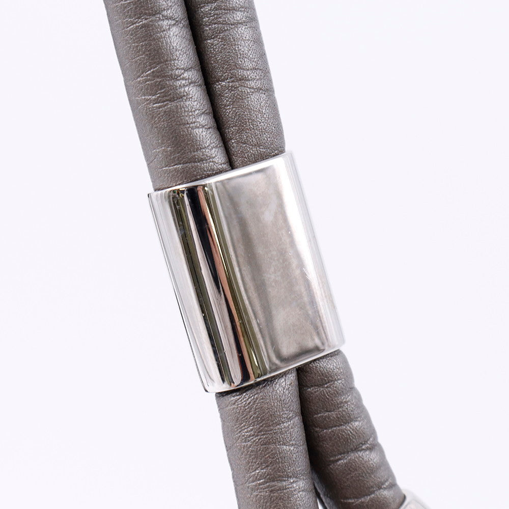 GUCCI フリンジ ショルダーバッグ グレー 240261 Leather