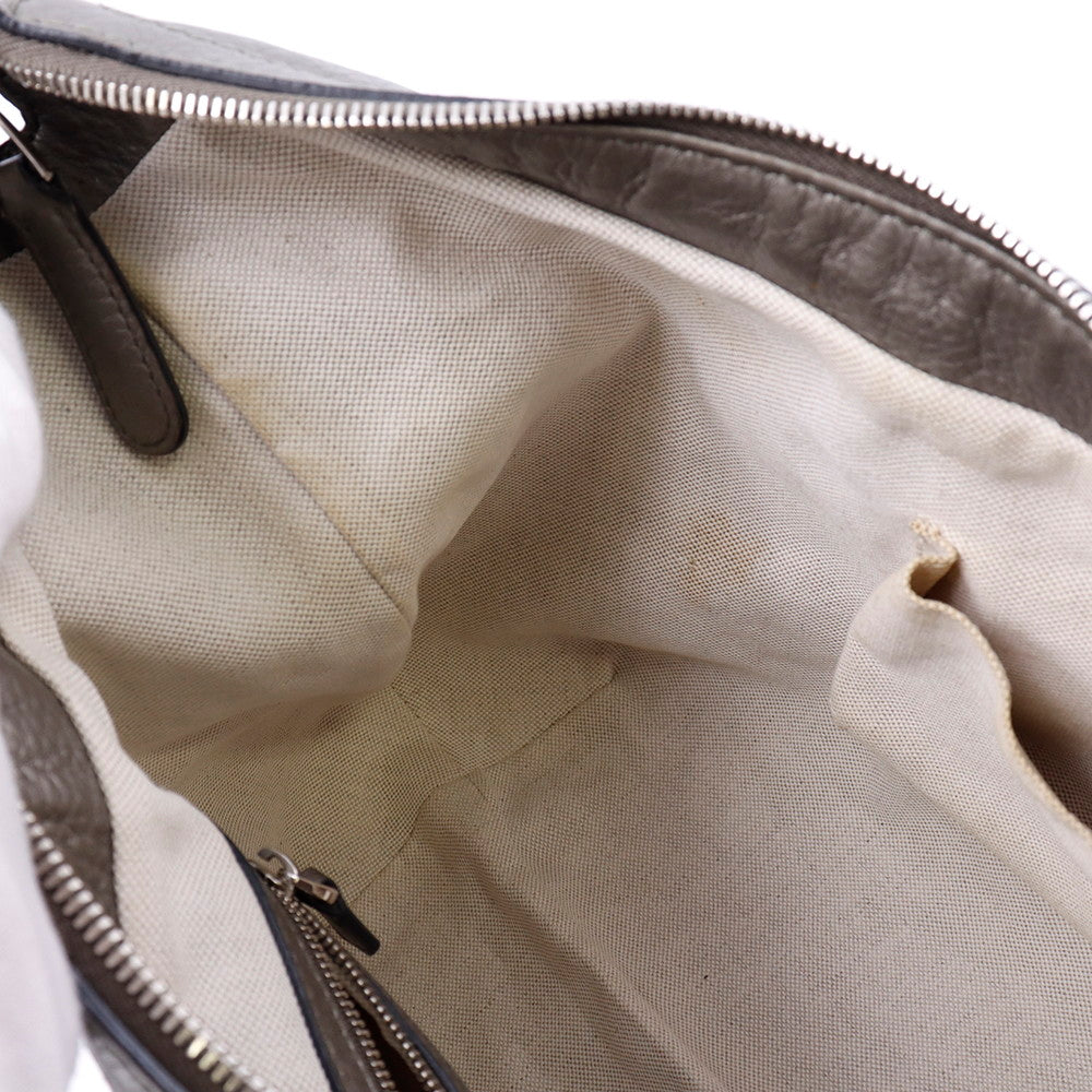 GUCCI フリンジ ショルダーバッグ グレー 240261 Leather