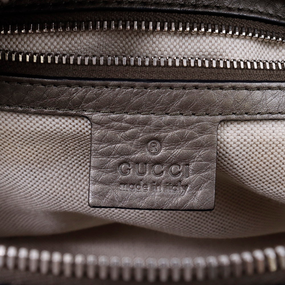 GUCCI フリンジ ショルダーバッグ グレー 240261 Leather