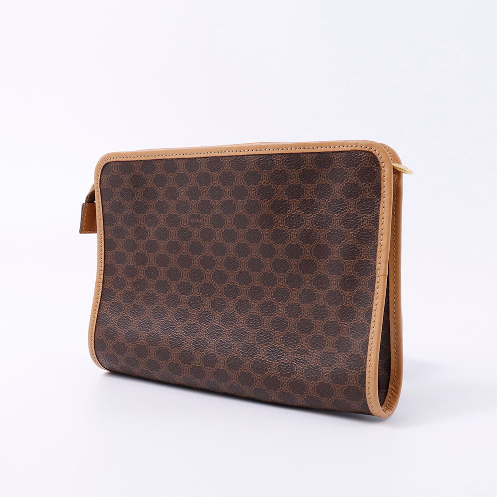 CELINE マカダム クラッチバッグ ブラウン PVC Leather
