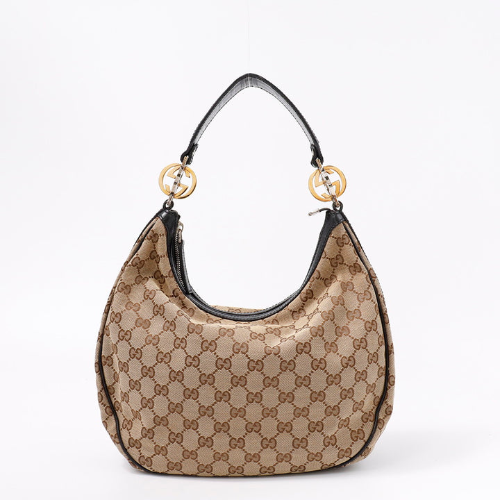 GUCCI GGツインズ GGキャンバス ワンショルダーバッグ ベージュ/黒