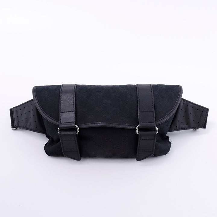 GUCCI GGキャンバス ボディバッグ 黒 145851 Canvas Leather