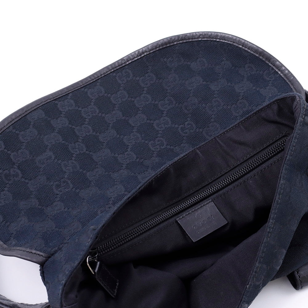 GUCCI GGキャンバス ボディバッグ 黒 145851 Canvas Leather