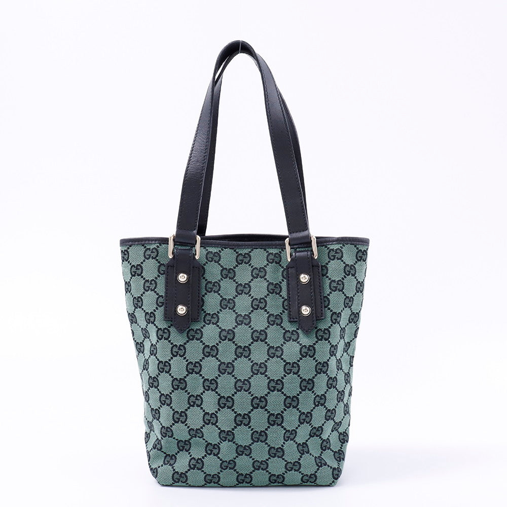 GUCCI GGキャンバス ハンドバッグ グリーン 257250 Canvas Leather