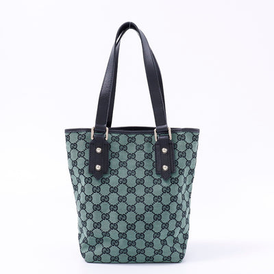 GUCCI GGキャンバス ハンドバッグ グリーン 257250 Canvas Leather
