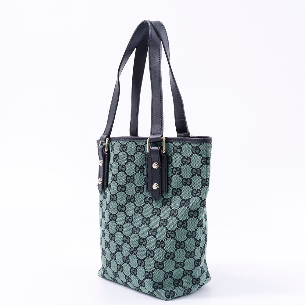GUCCI GGキャンバス ハンドバッグ グリーン 257250 Canvas Leather