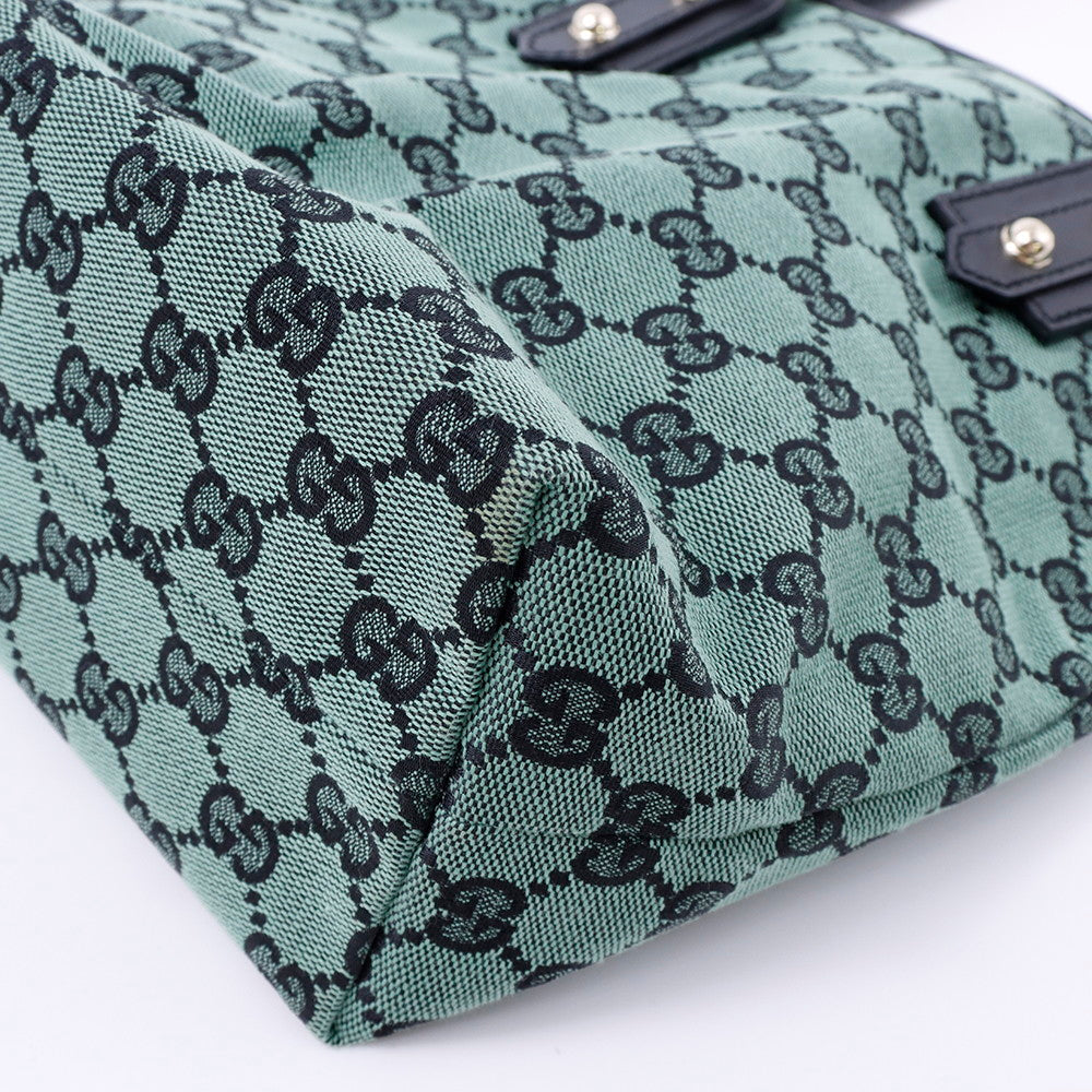 GUCCI GGキャンバス ハンドバッグ グリーン 257250 Canvas Leather