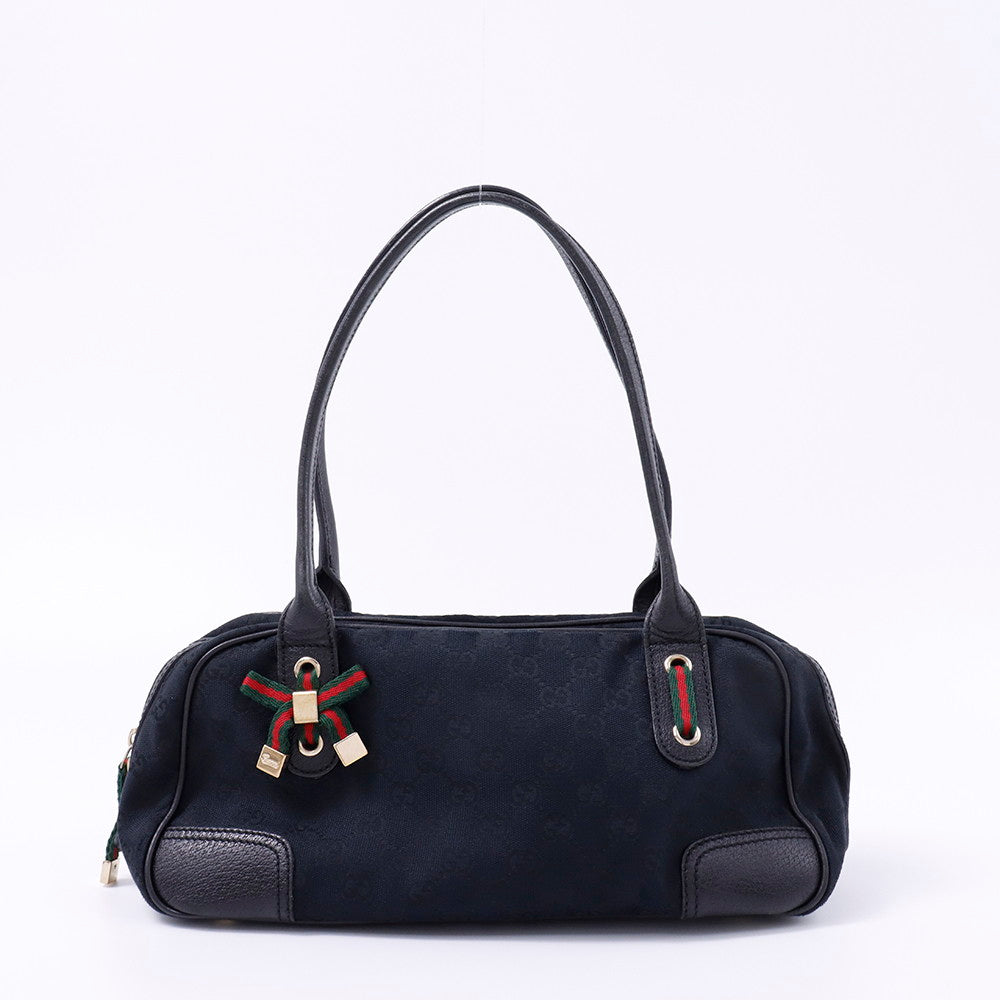 GUCCI 黒レザーハンドバッグ GUCCI GUCCI(グッチ) GGエンボス ミニトートバッグ ハンド 2WAY