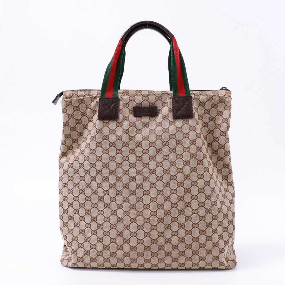 GUCCI GGキャンバス シェリーライン トートバッグ ベージュ/ブラウン 131233 Canvas