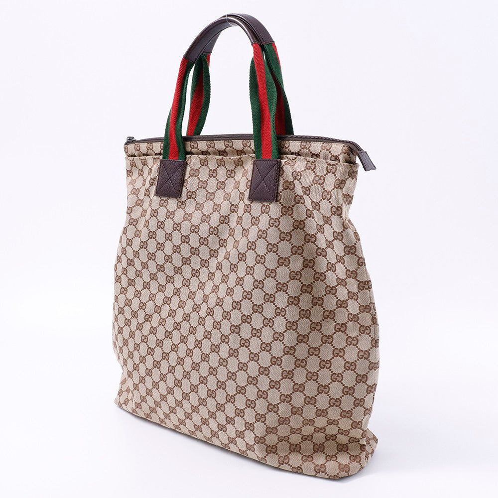 GUCCI GGキャンバス シェリーライン トートバッグ ベージュ/ブラウン 131233 Canvas