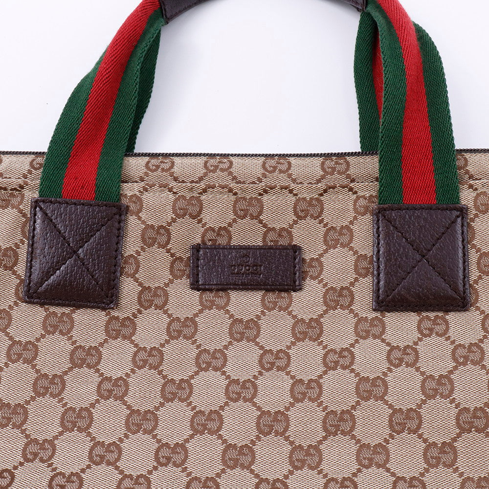 GUCCI GGキャンバス シェリーライン トートバッグ ベージュ/ブラウン 131233 Canvas
