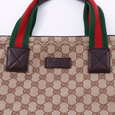 GUCCI GGキャンバス シェリーライン トートバッグ ベージュ/ブラウン 131233 Canvas