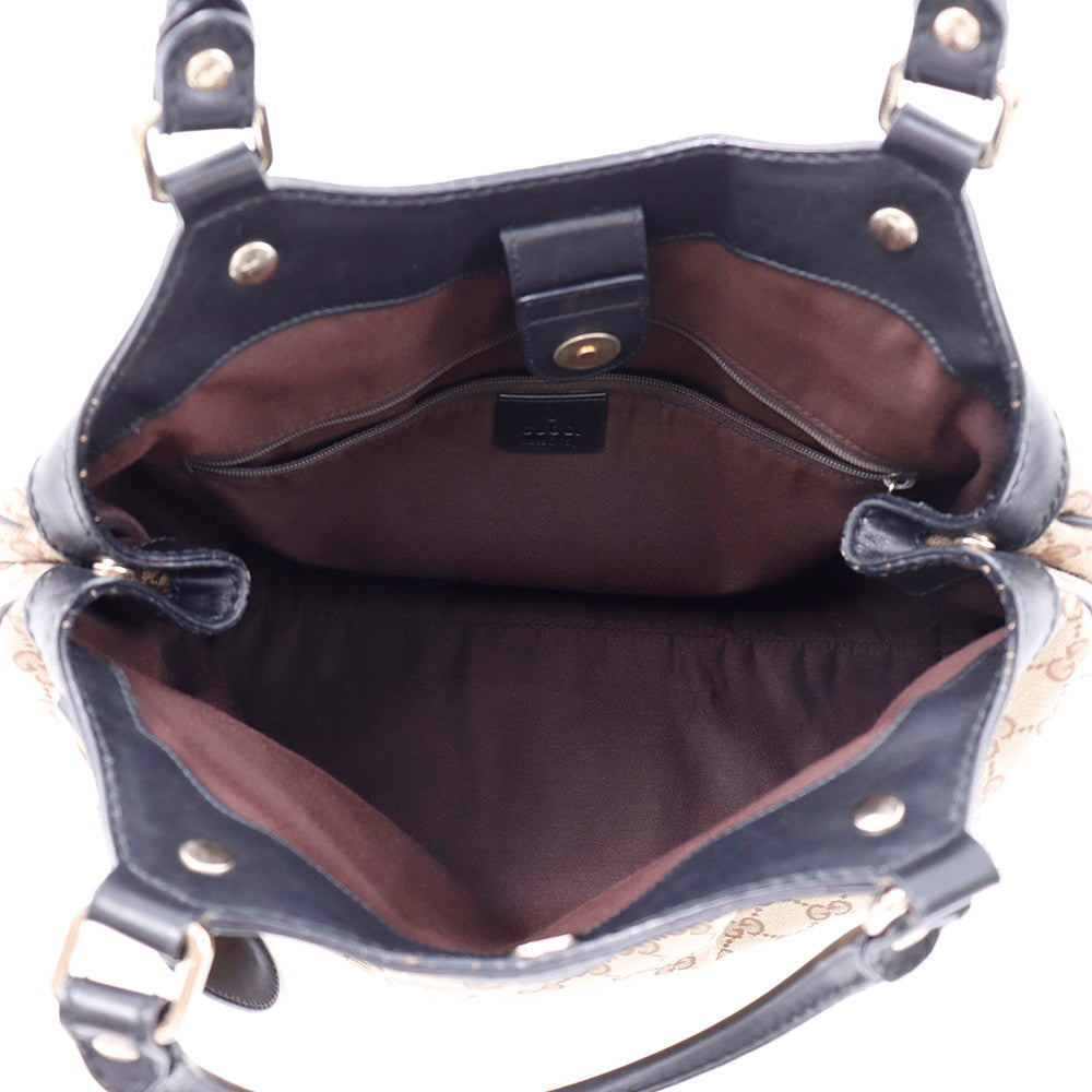 GUCCI GGキャンバス スーキー ハンドバッグ ベージュ/黒 211944 Canvas Leather