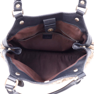 GUCCI GGキャンバス スーキー ハンドバッグ ベージュ/黒 211944 Canvas Leather