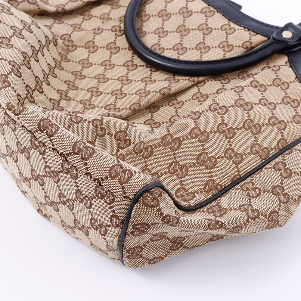GUCCI GGキャンバス スーキー ハンドバッグ ベージュ/黒 211944 Canvas Leather