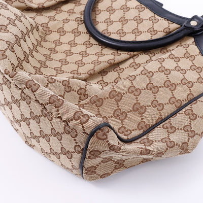 GUCCI GGキャンバス スーキー ハンドバッグ ベージュ/黒 211944 Canvas Leather