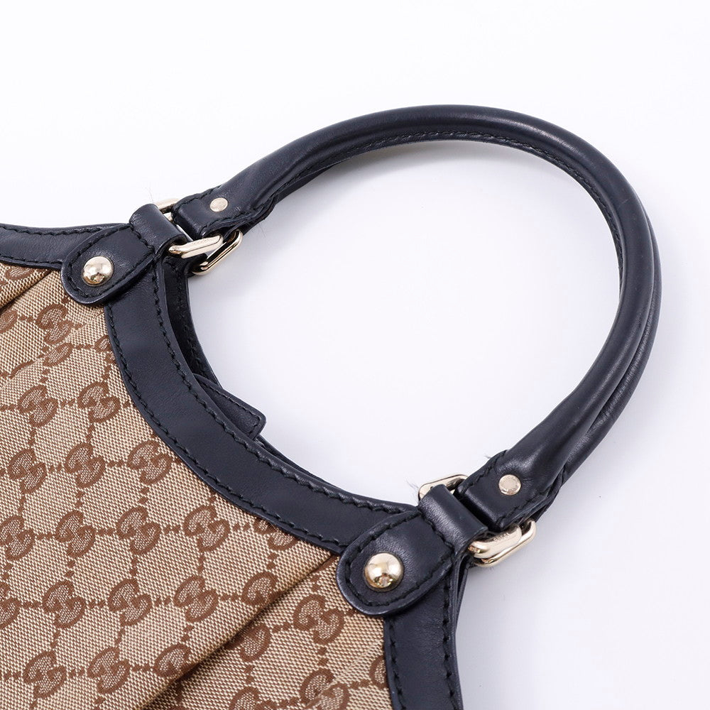 GUCCI GGキャンバス スーキー ハンドバッグ ベージュ/黒 211944 Canvas Leather