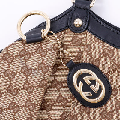 GUCCI GGキャンバス スーキー ハンドバッグ ベージュ/黒 211944 Canvas Leather