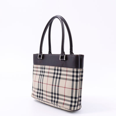 BURBERRY ノバチェック ハンドバッグ ベージュ/ブラウン Canvas Leather
