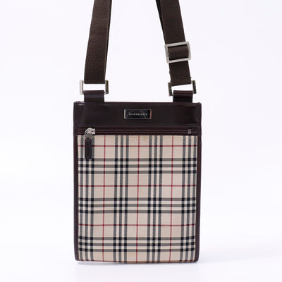 BURBERRY ノバチェック ショルダーバッグ ベージュ/ブラウン Canvas Leather