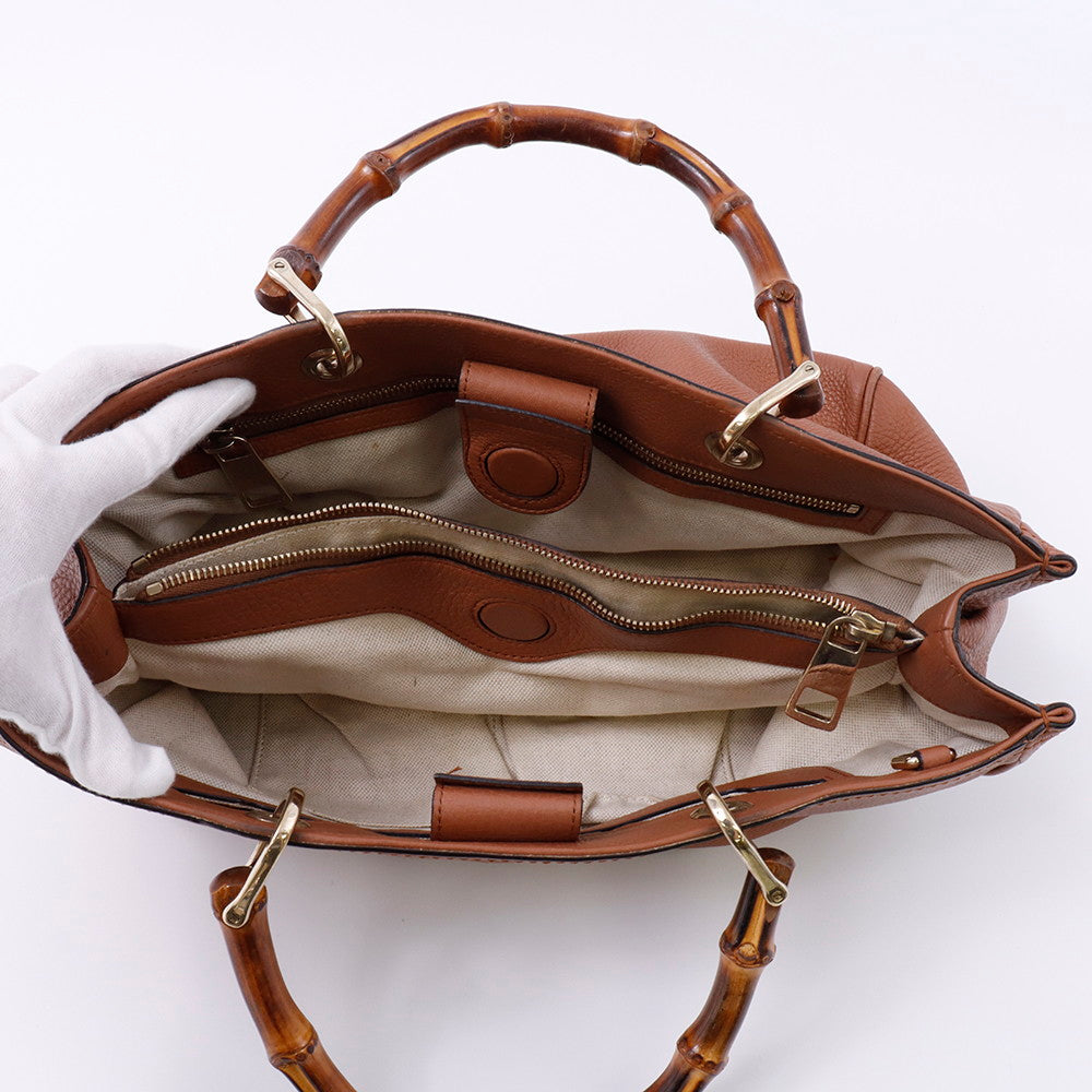 GUCCI バンブー ハンドバッグ ブラウン 323660 Leather