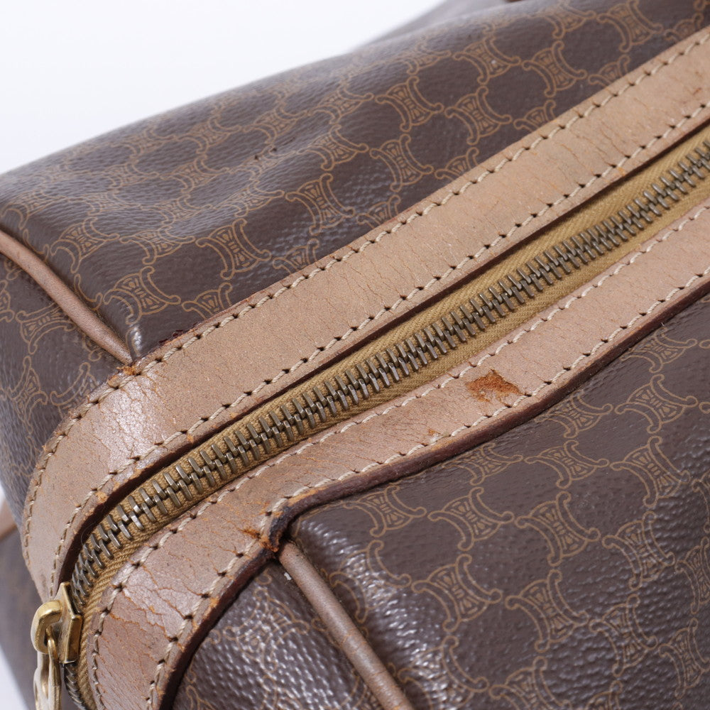 CELINE ブラゾン マカダム ボストンバッグ ブラウン PVC Leather