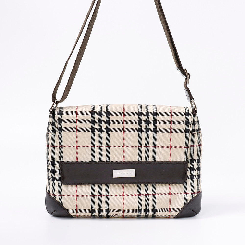 BURBERRY ノバチェック ショルダー ベージュ/ダークブラウン Canvas Leather