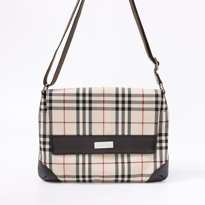 BURBERRY ノバチェック ショルダー ベージュ/ダークブラウン Canvas Leather