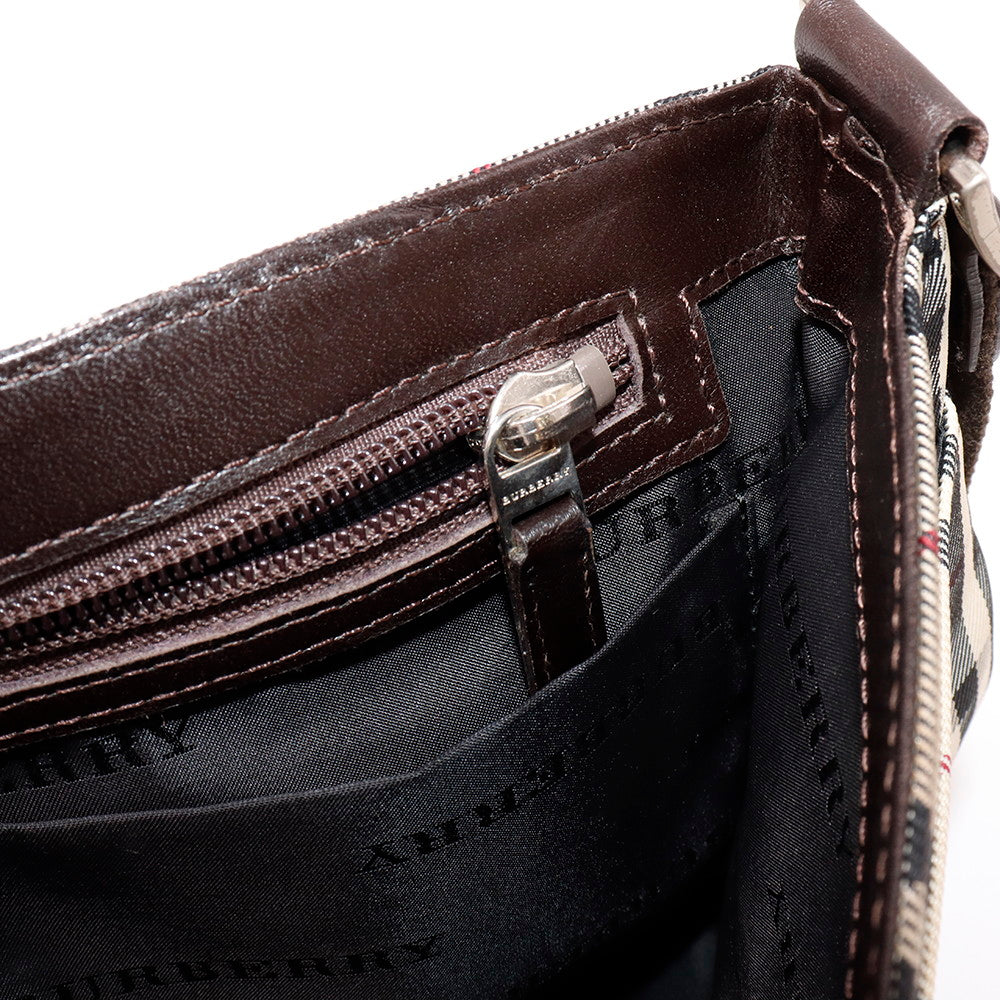 BURBERRY ノバチェック ショルダー ベージュ/ダークブラウン Canvas Leather
