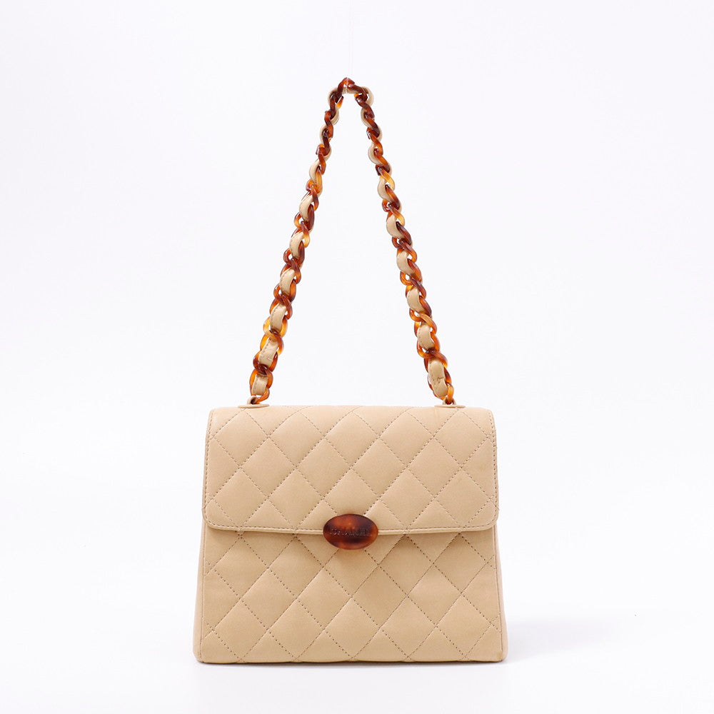 CHANEL マトラッセ プラチェーン ショルダーバッグ ベージュ Lambskin