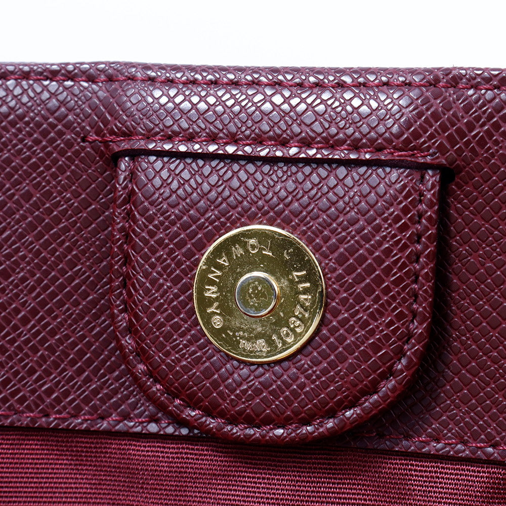 BURBERRY ハンドバッグ ボルドー/ベージュ Canvas Leather