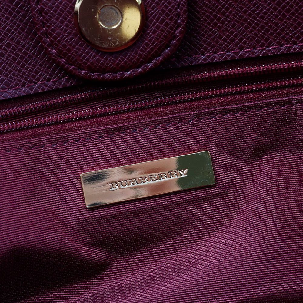 BURBERRY ハンドバッグ ボルドー/ベージュ Canvas Leather