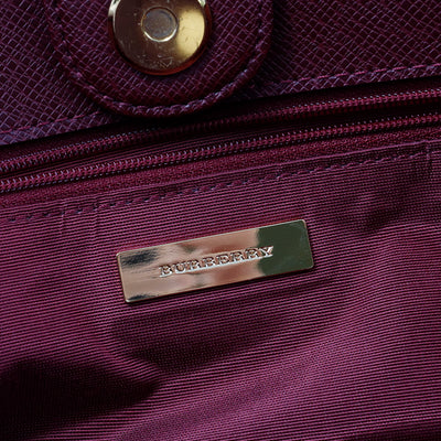 BURBERRY ハンドバッグ ボルドー/ベージュ Canvas Leather