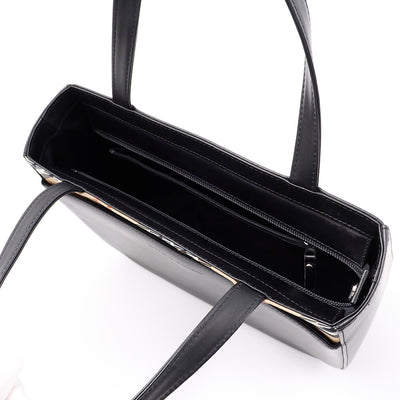 BURBERRY トートバッグ 黒/ベージュ Leather Canvas