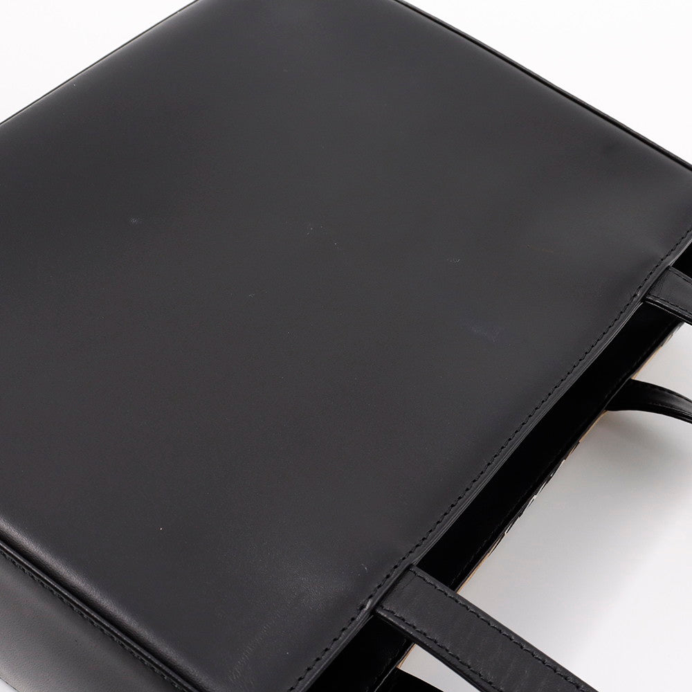 BURBERRY トートバッグ 黒/ベージュ Leather Canvas