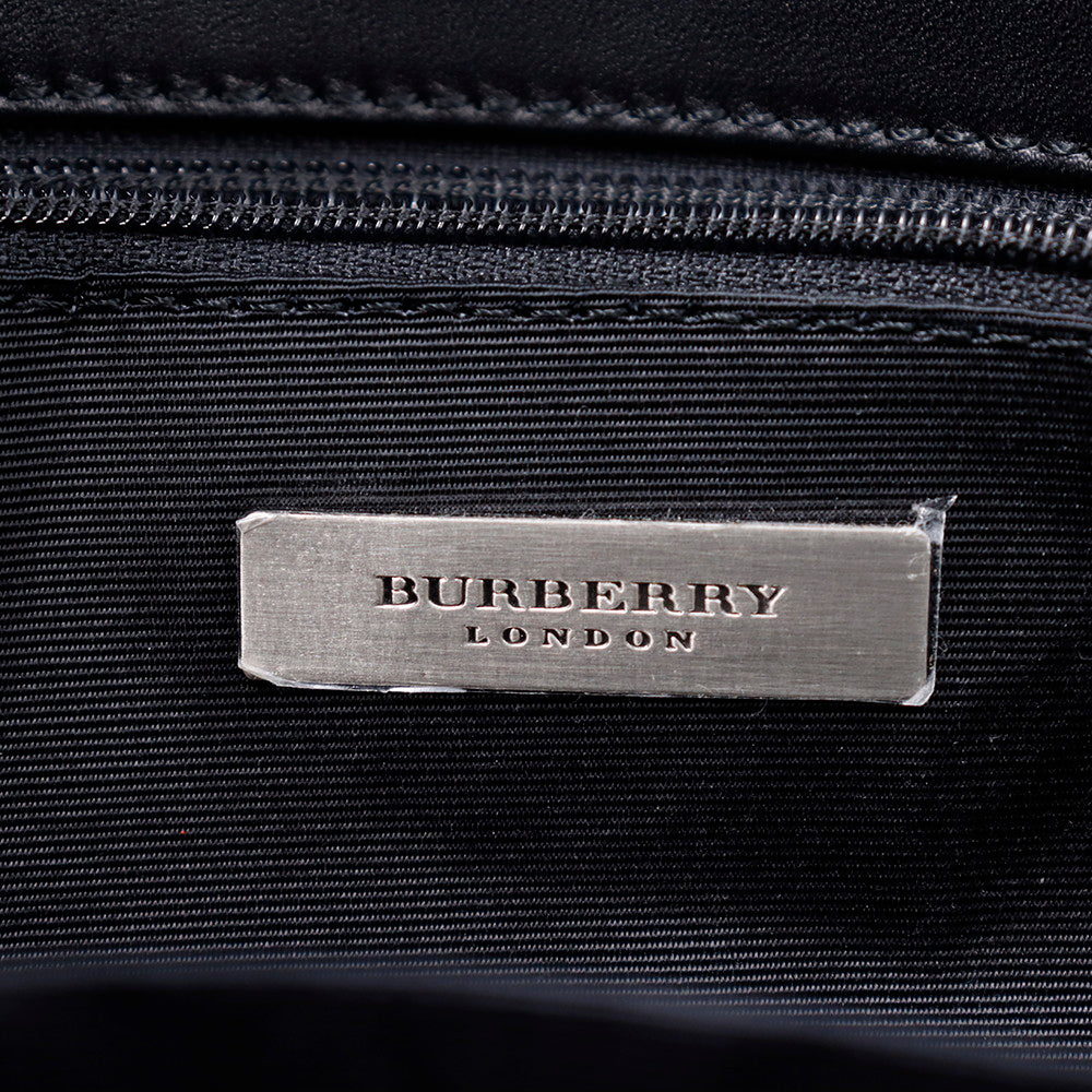 BURBERRY トートバッグ 黒/ベージュ Leather Canvas