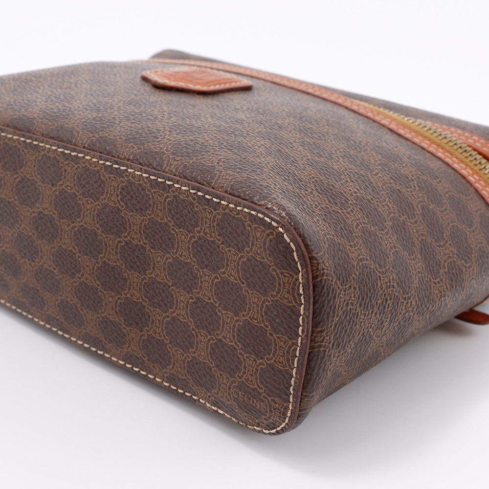 CELINE マカダム柄 バニティバッグ ブラウン PVC Leather