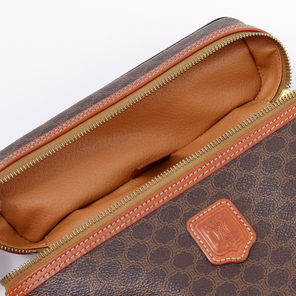 CELINE マカダム柄 バニティバッグ ブラウン PVC Leather