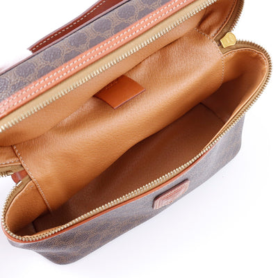 CELINE マカダム柄 バニティバッグ ブラウン PVC Leather