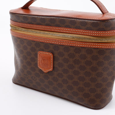 CELINE マカダム柄 バニティバッグ ブラウン PVC Leather