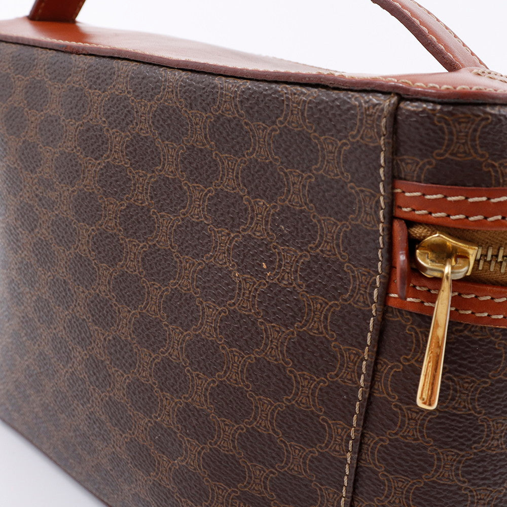 CELINE マカダム柄 バニティバッグ ブラウン PVC Leather