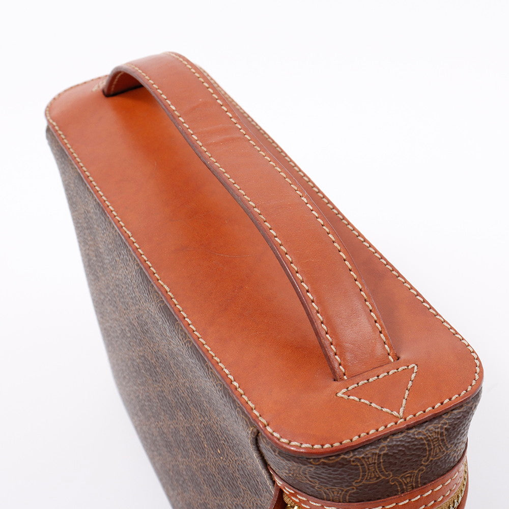 CELINE マカダム柄 バニティバッグ ブラウン PVC Leather