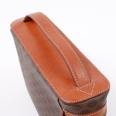 CELINE マカダム柄 バニティバッグ ブラウン PVC Leather