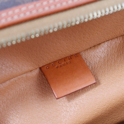 CELINE マカダム柄 バニティバッグ ブラウン PVC Leather
