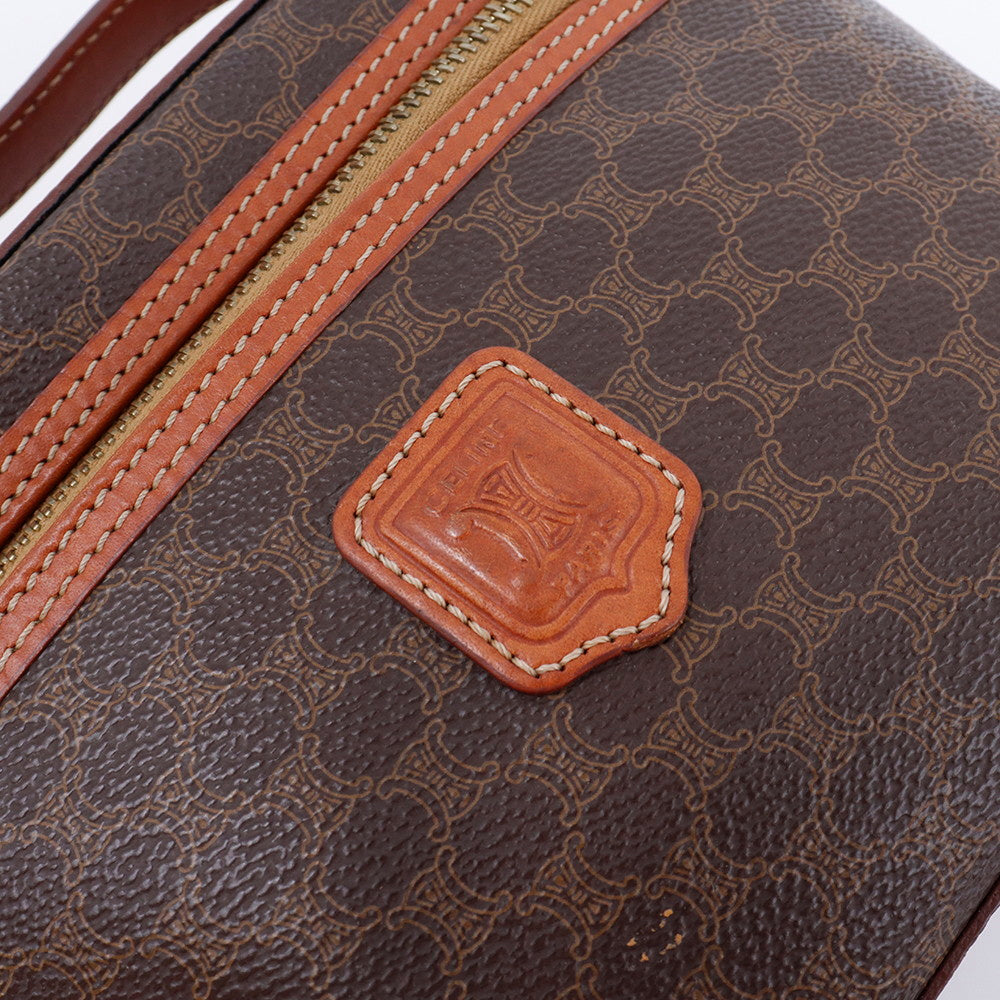 CELINE マカダム柄 バニティバッグ ブラウン PVC Leather