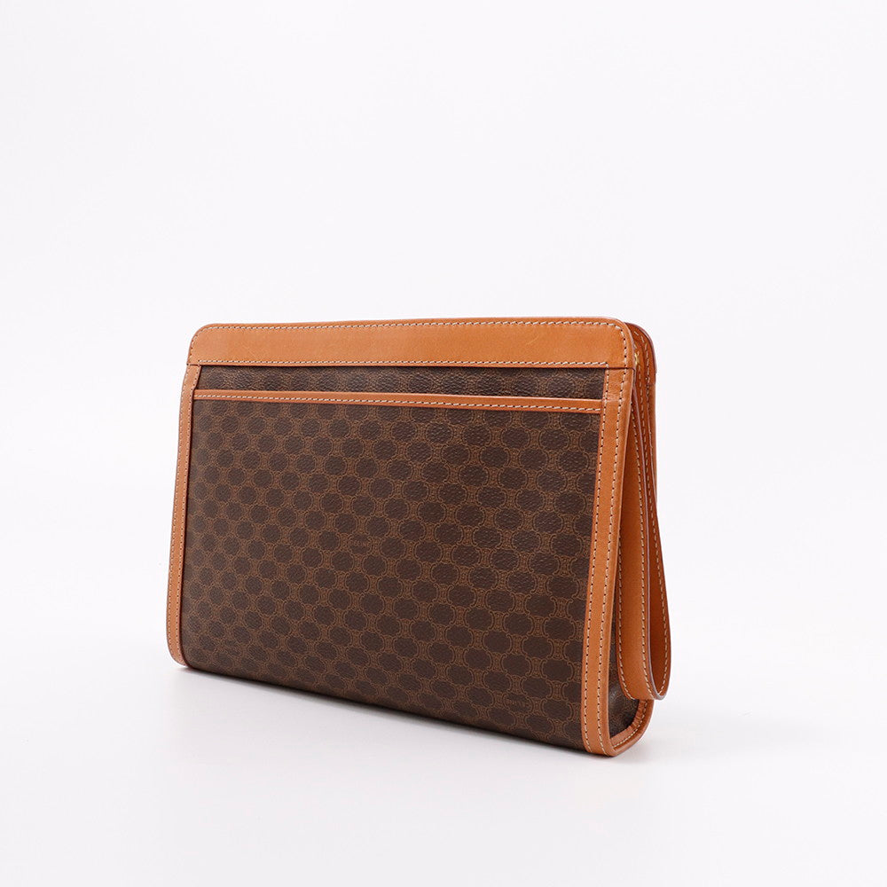 CELINE マカダム柄 クラッチバッグ ブラウン PVC Leather