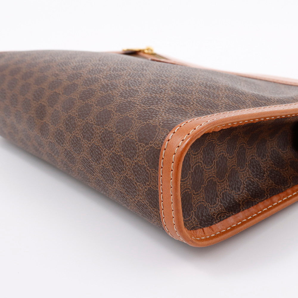 CELINE マカダム柄 クラッチバッグ ブラウン PVC Leather